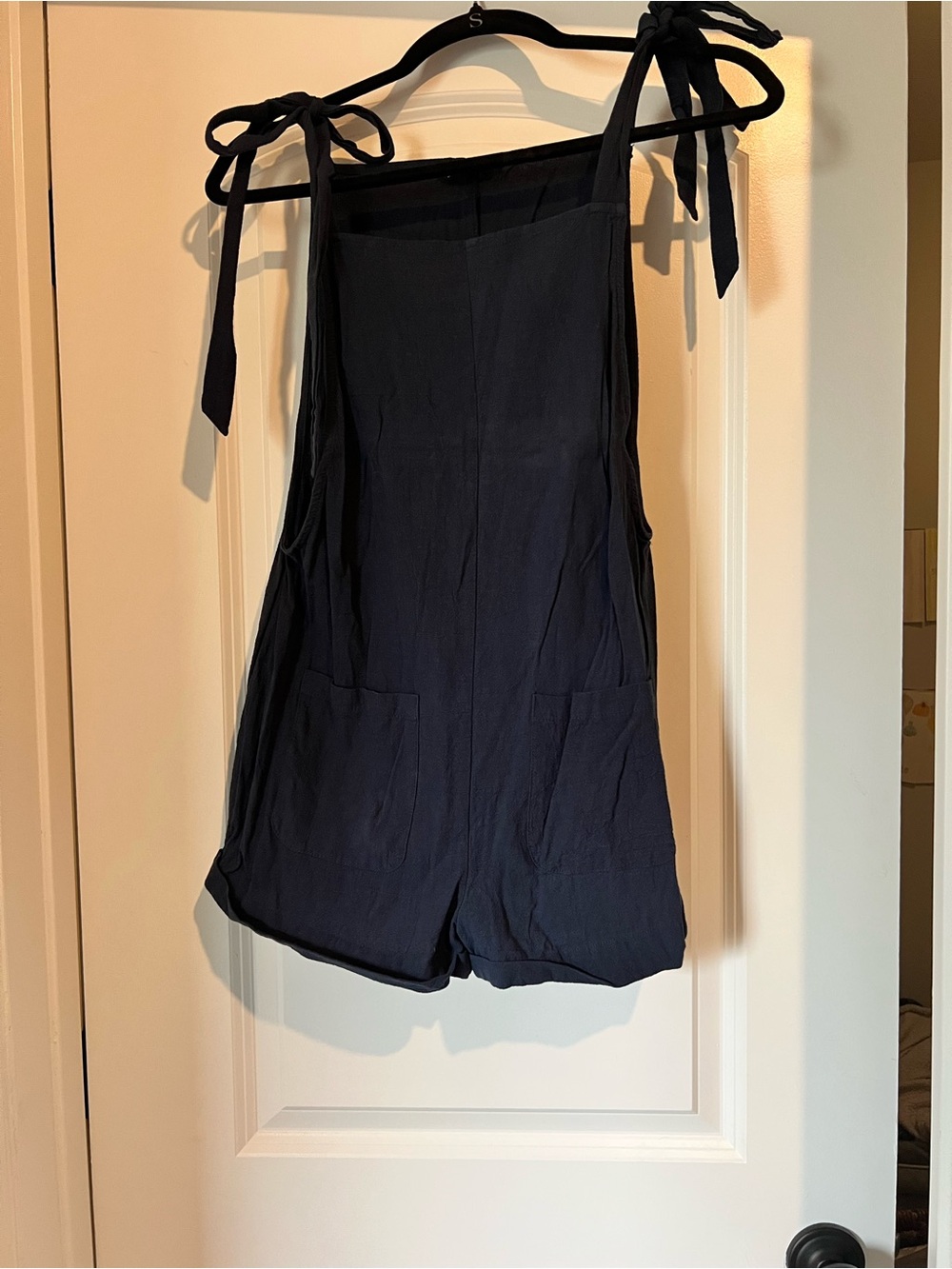 SHEIN Navy Tie-Shoulder Romper Skort